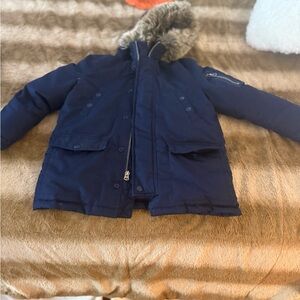 Polo by Ralph Lauren Kids' Navy Puffer Coat with Faux Fur Trim